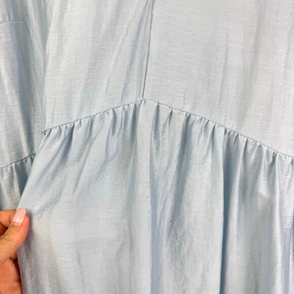 Club Monaco Light Blue Easy Tiered 3/4 Sleeve Billowy Vacation Comfy Midi Dress - Picture 13 of 16